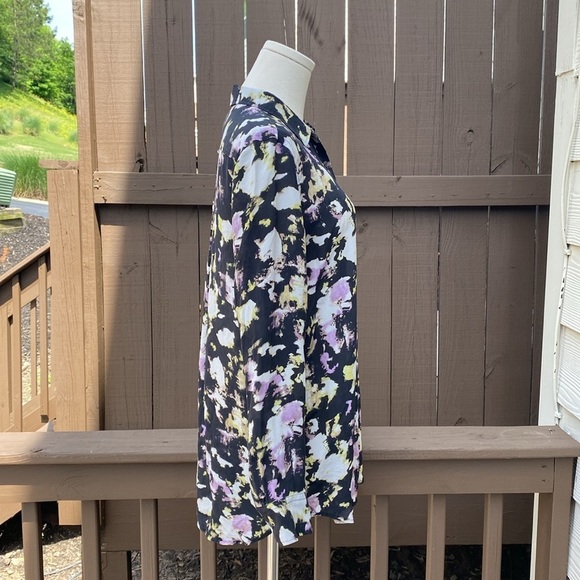 Watercolor Silk Boyfriend Shirt in Summer Plum from Banana Republic size small - Picture 6 of 14
